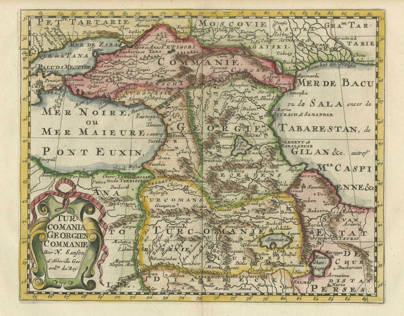 Historical Map Of The Black Sea And Surrounding Regions, 1705 photo vinterior
