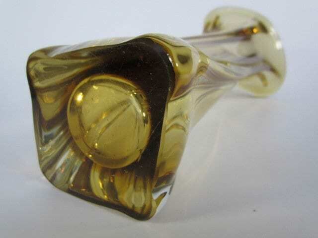 photo furniture Mid Century Retro 60s Art Glass Vase Yellow Citrine Hand Blown Czech Art Glass