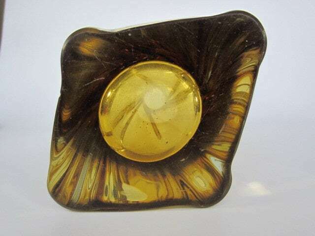 photo for sale Mid Century Retro 60s Art Glass Vase Yellow Citrine Hand Blown Czech Art Glass