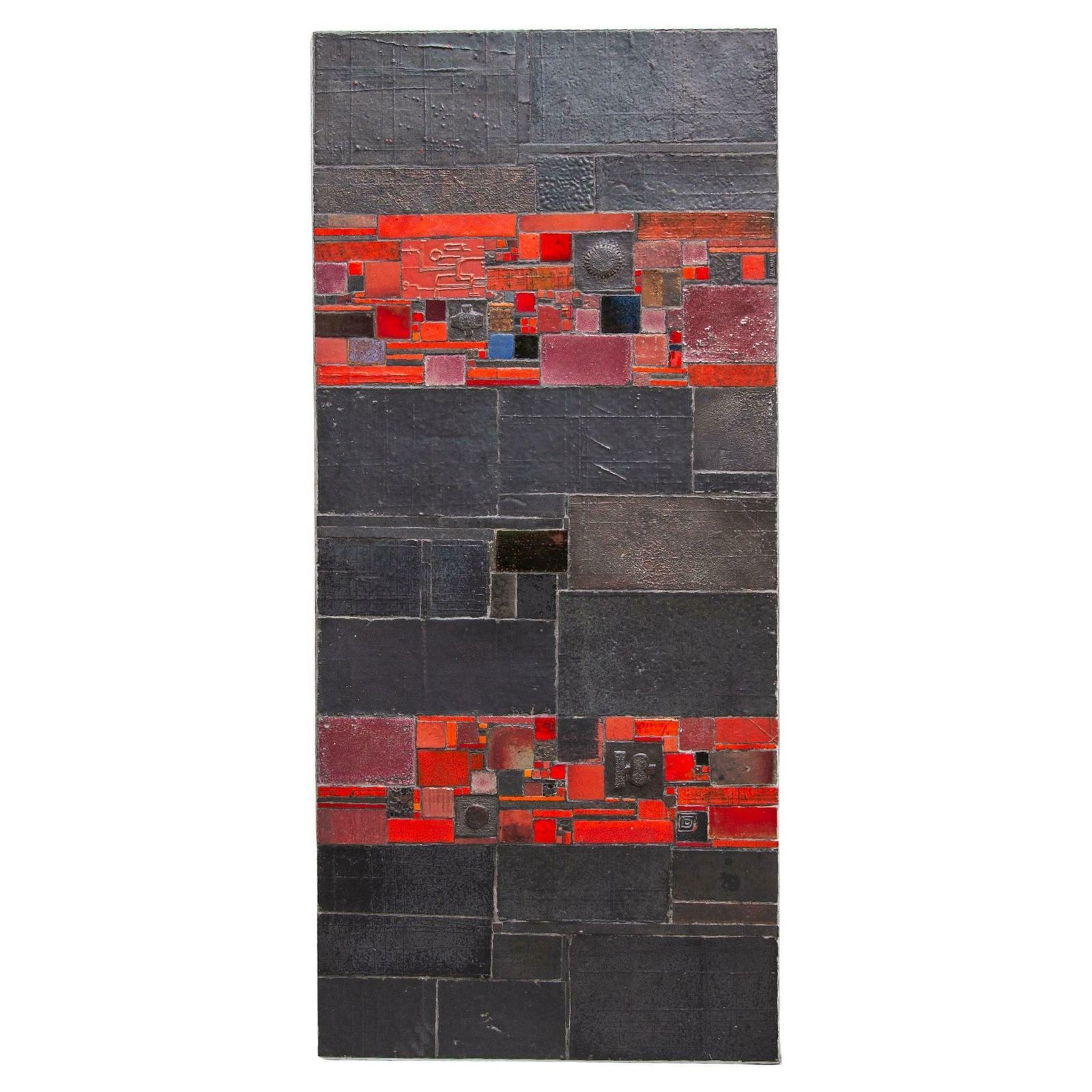 Pia Manu For Amphora Large Coffee Table, Black And Red Glazed Tiles photo furniture