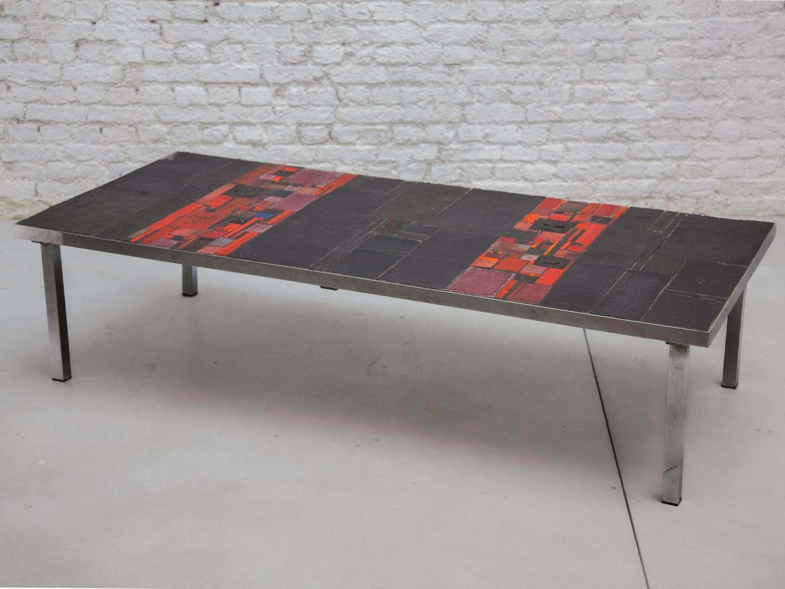 photo furniture Pia Manu For Amphora Large Coffee Table, Black And Red Glazed Tiles