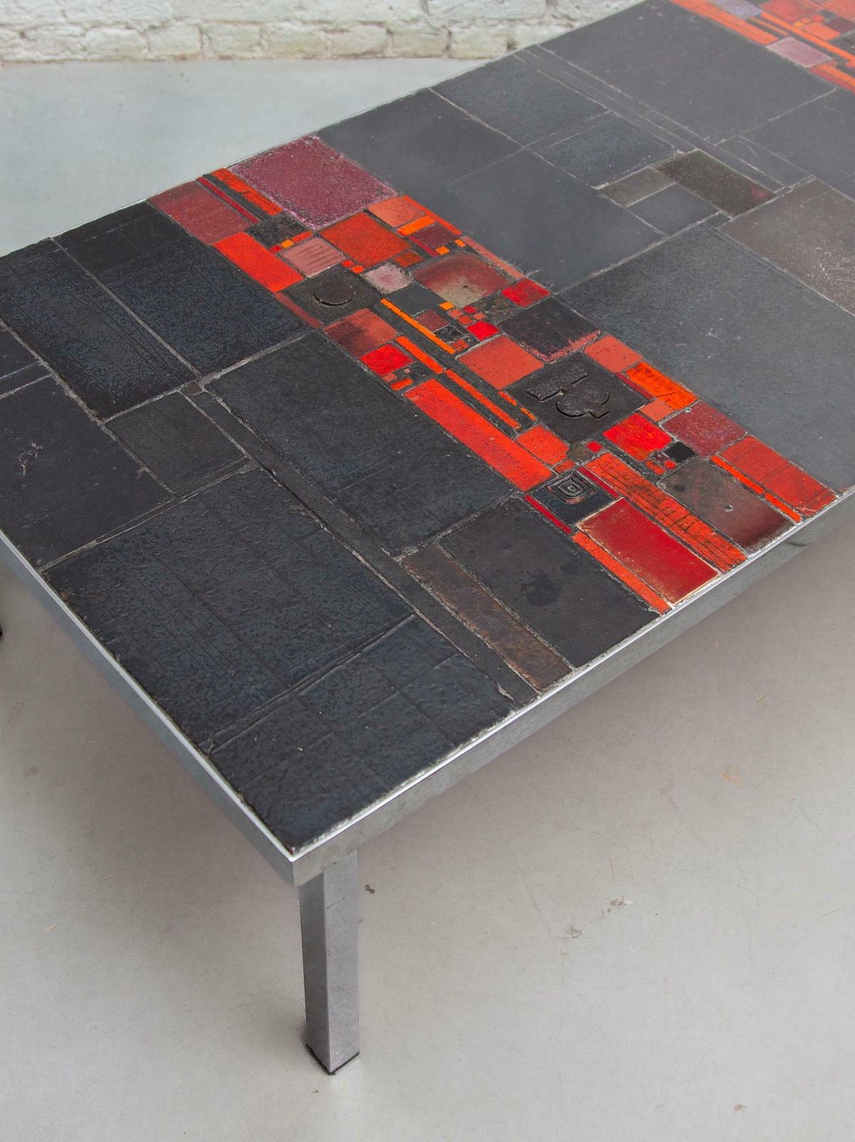 photo buy Pia Manu For Amphora Large Coffee Table, Black And Red Glazed Tiles