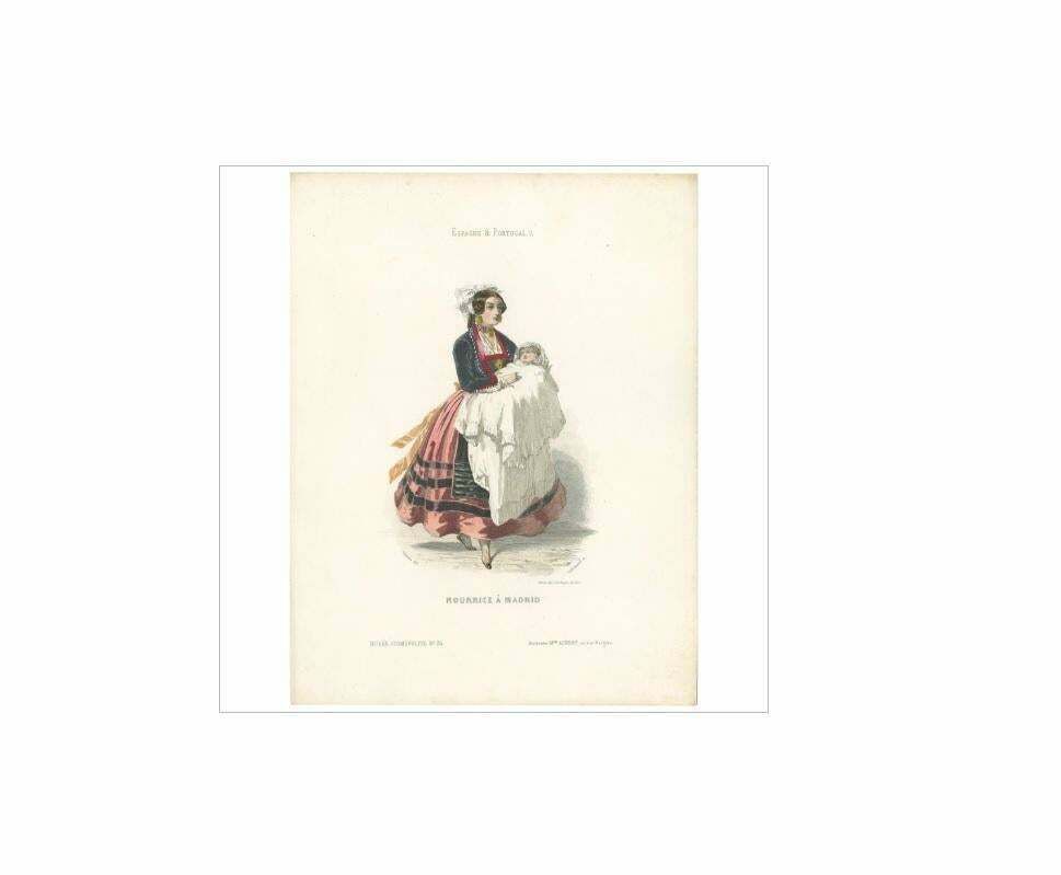 Antique Print Of A Nurse/Sister And Child In Madrid By Lallemand, Circa 1840 photo Art