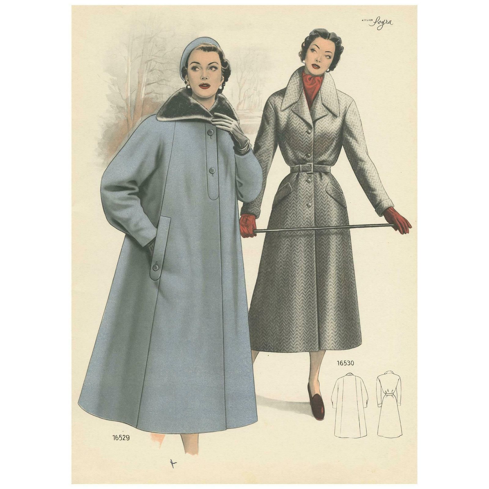 Antique Fashion Print 'Pl. 16529' Published In Le Tailleur Moderne, 1954