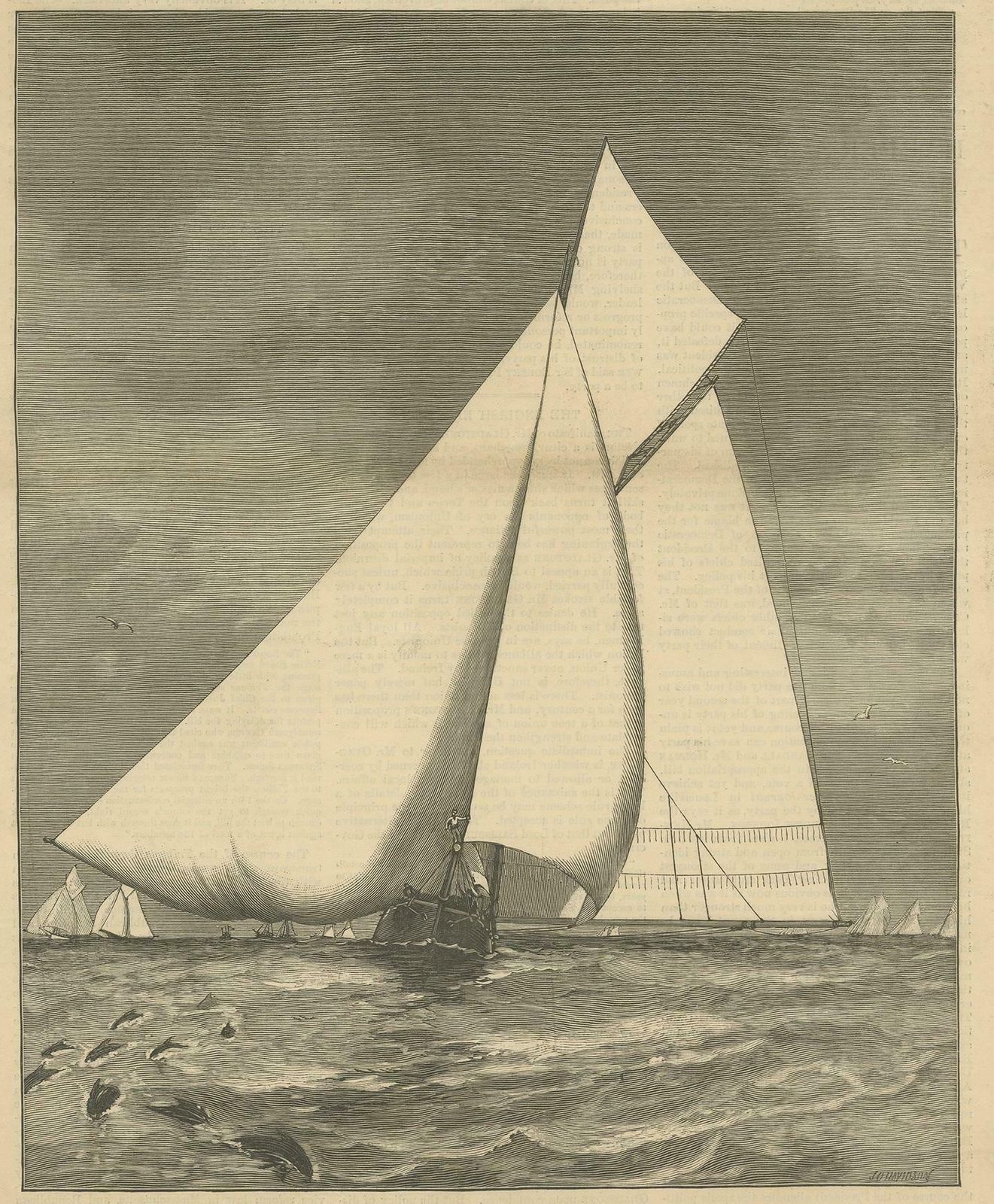 Antique Print Of The 'Priscilla' Winning The Atlantic Club Regatta, 1886 photo for sale