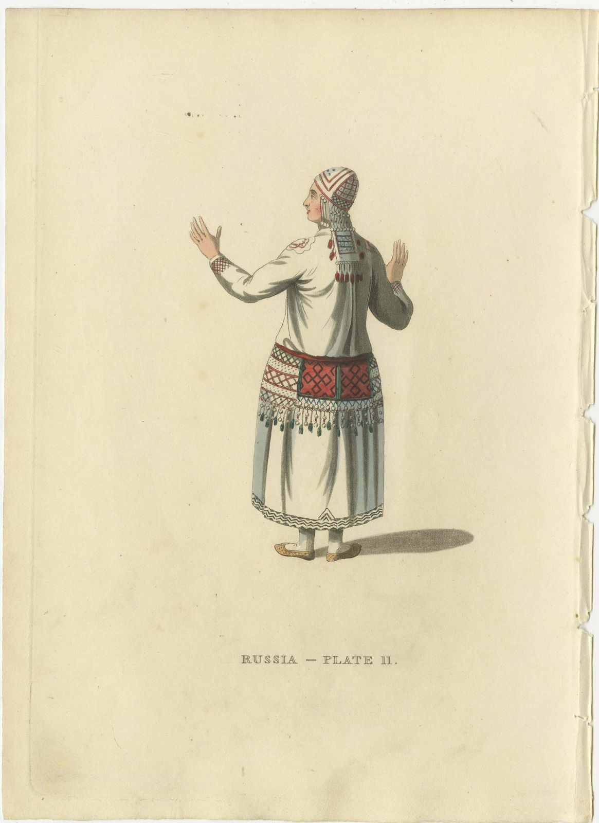 Ethnic Elegance: The Mordvin Attire Of 19th Century Russia Engraved, 1814 photo for sale