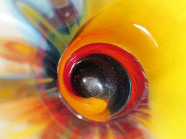 photo furniture Japanese Mid Century Glass Vase Iwatsu Hineri Rainbow Fantasy Twisted Body
