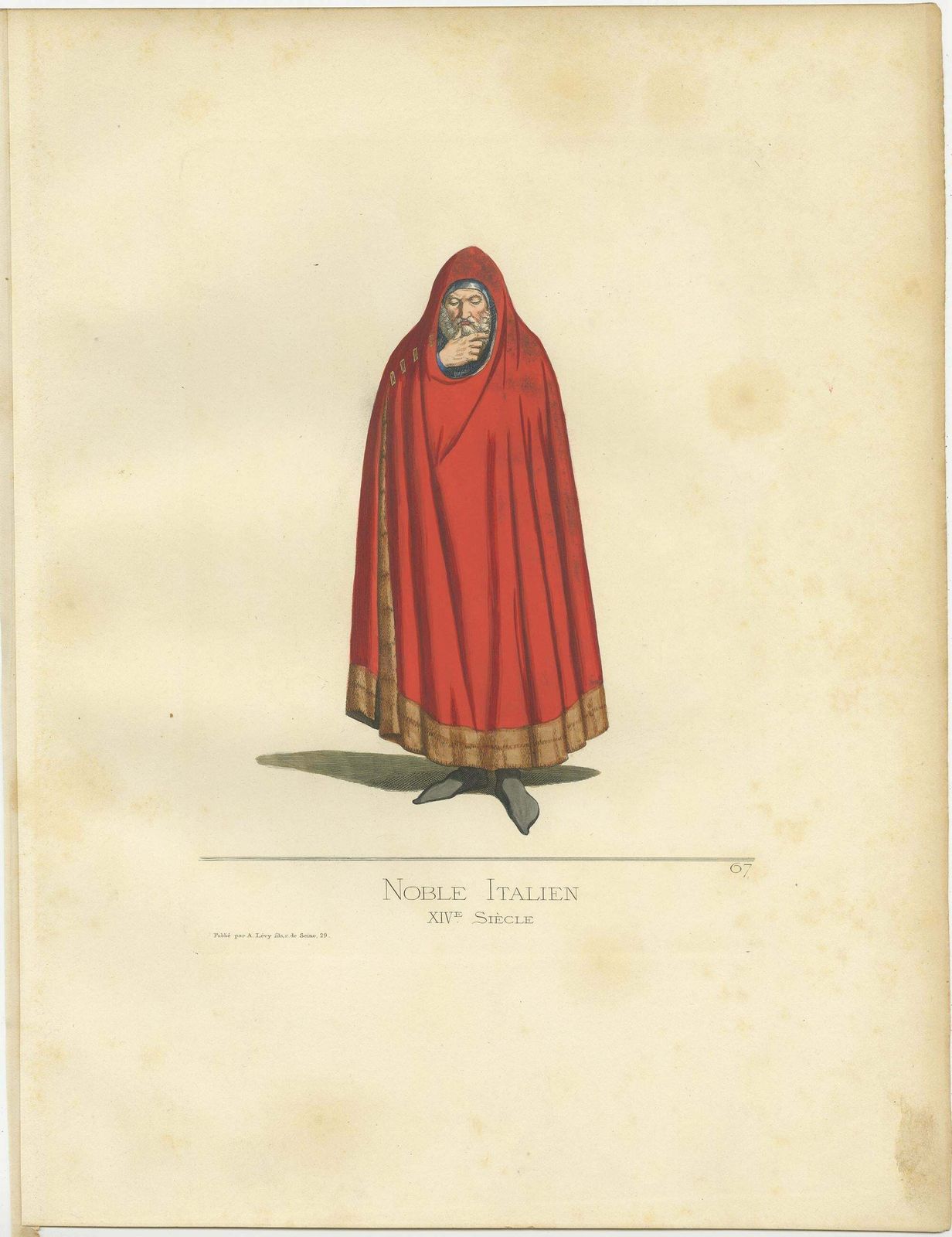 Antique Print Of An Italian Nobleman, 14th Century, By Bonnard, 1860 photo furniture