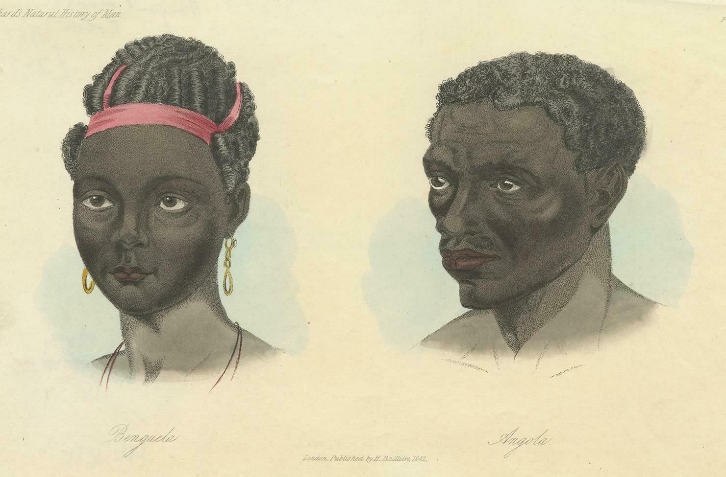 Antique Print Of A Native Of Benguela And Angola By Prichard, 1842 photo for sale