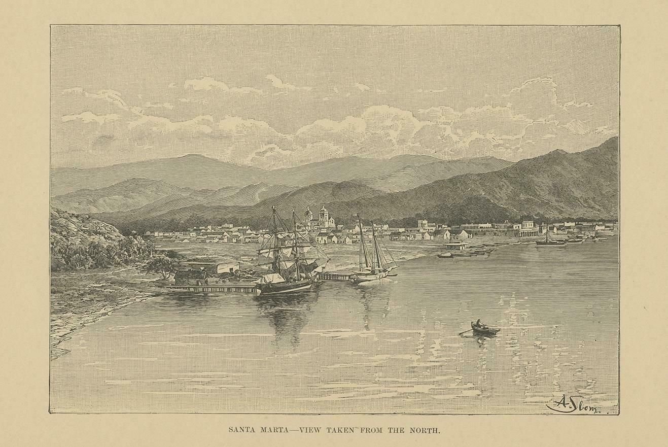 Antique Print Of Santa Marta By Reclus '1885' photo for sale