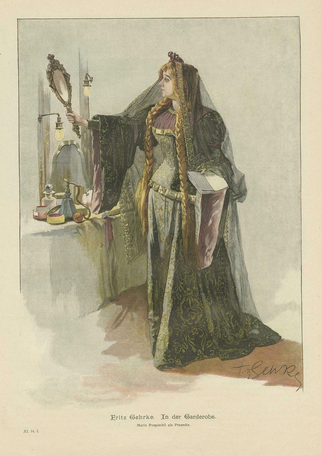 Antique Print Of A Lady In A Dressing Room 'Circa 1900' photo furniture