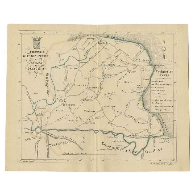 Antique Map Of The Oost Dongeradeel Township By Behrns, 1861