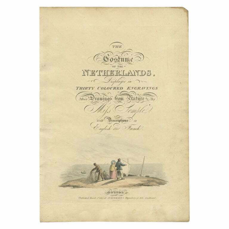 Antique Frontispiece Of 'The Costumes Of The Netherlands' By Ackermann, 1817