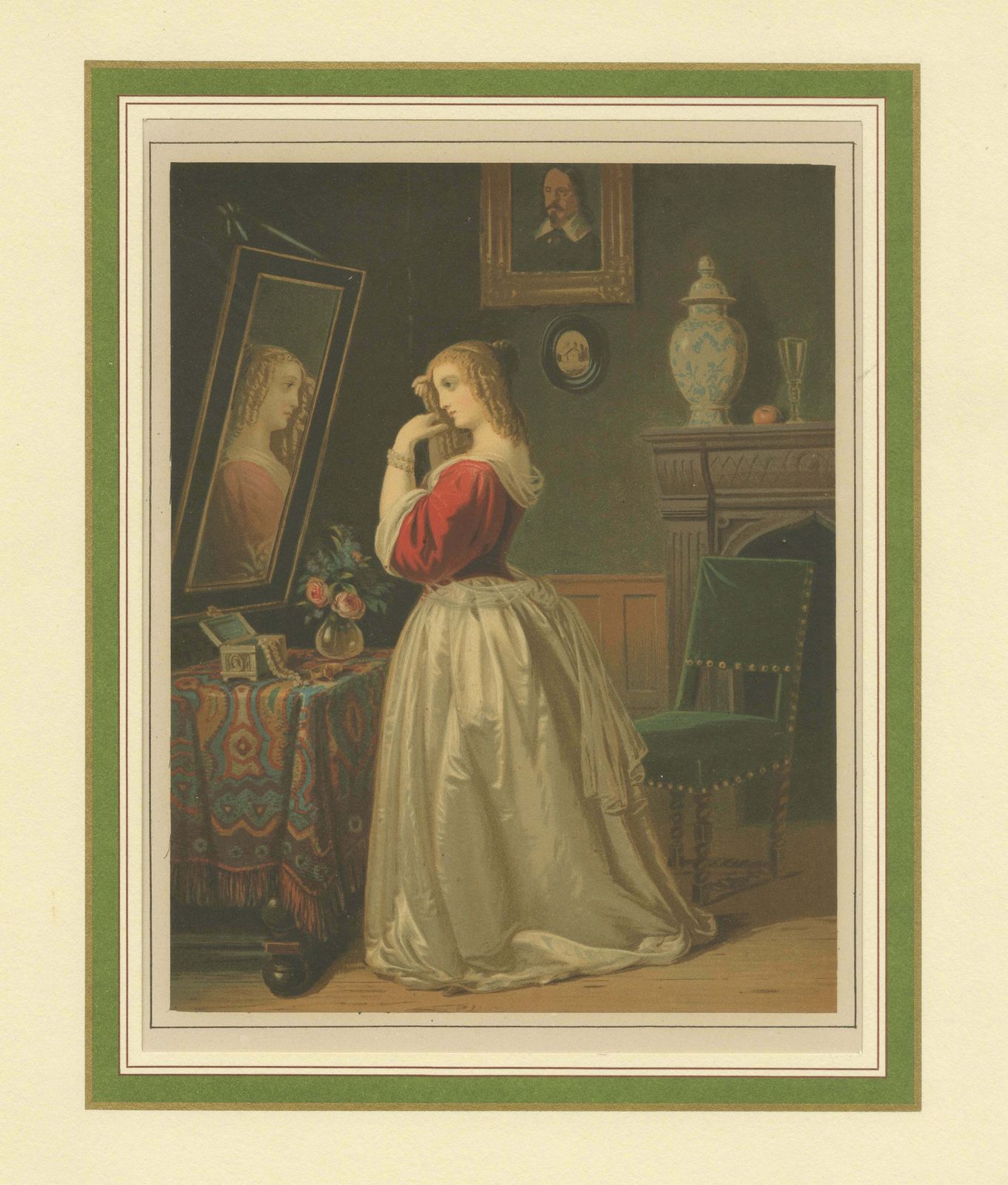 Antique Print Of Feminine Rituals: The Toilette In Victorian Art, Circa 1880 photo furniture