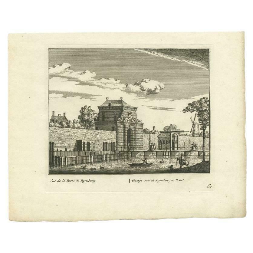 Antique Print Of The 'Rijnsburgerpoort' Gate Of Leiden, C.1800