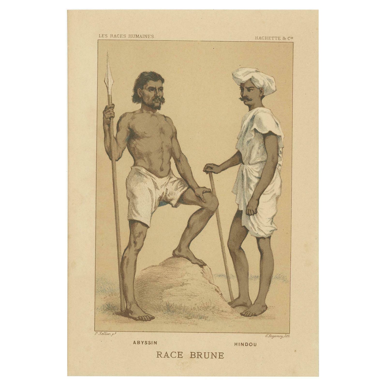 Antique Print Of A Native From Abyssinia And A Hindu, 1872