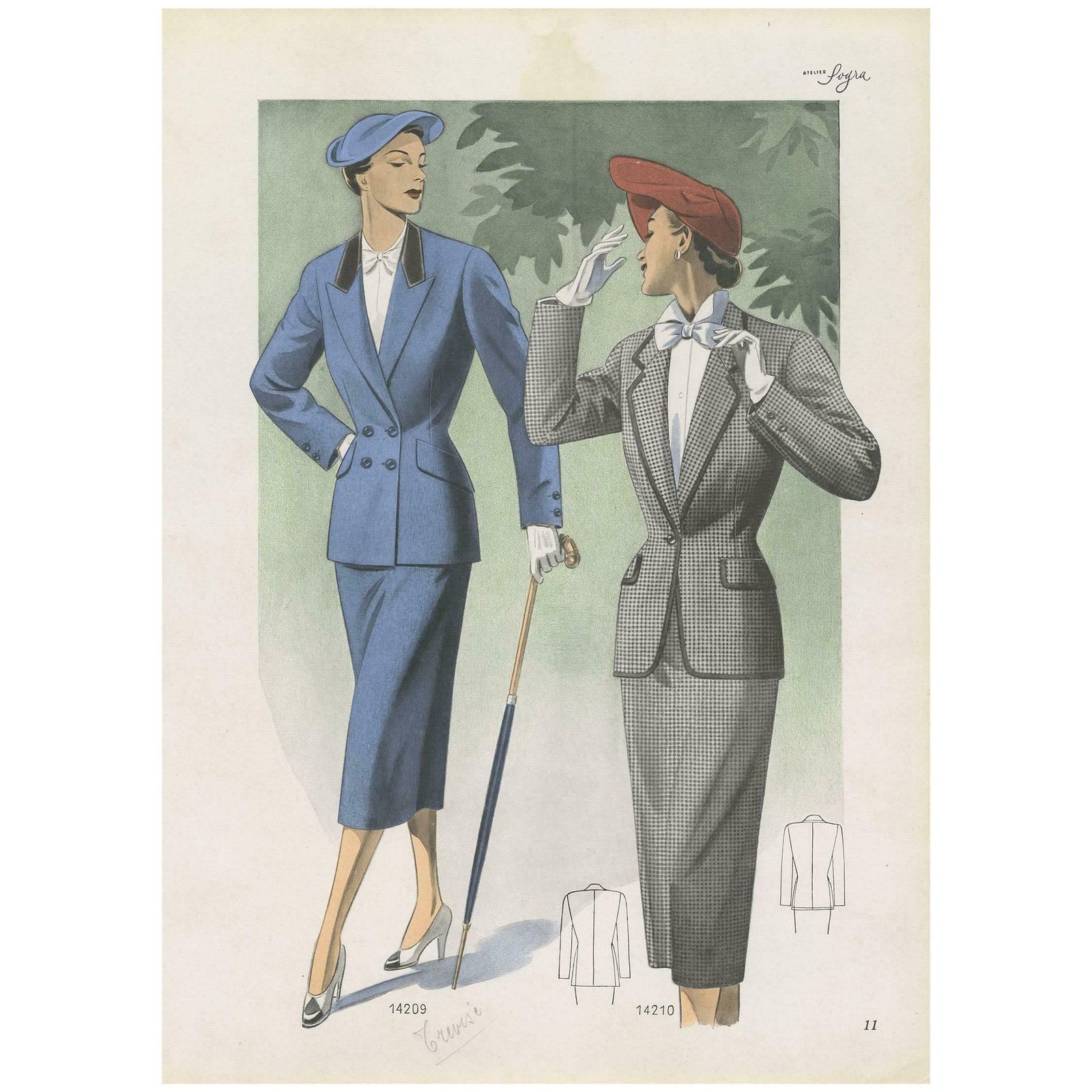Vintage Fashion Print 'Pl. 14209' Published In Ladies Styles, 1951