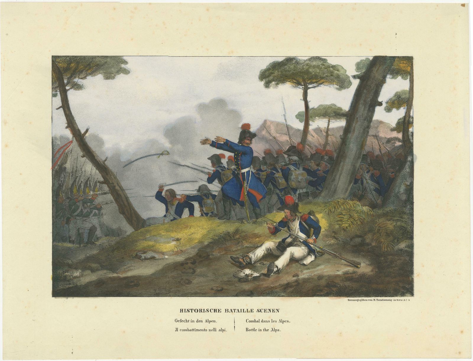 Original Antique Print Of Mountain Warfare: The 1834 Alpine Encounter, C.1834 photo furniture