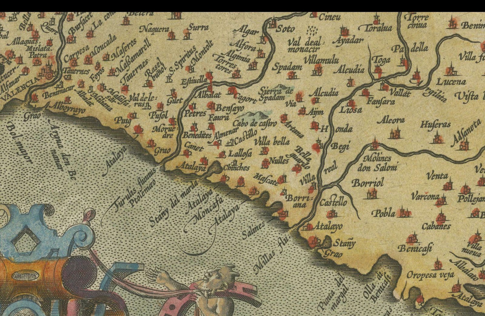 Decorative Original Antique Map Of Valencia In Southern Spain, Circa 1601 photo for sale
