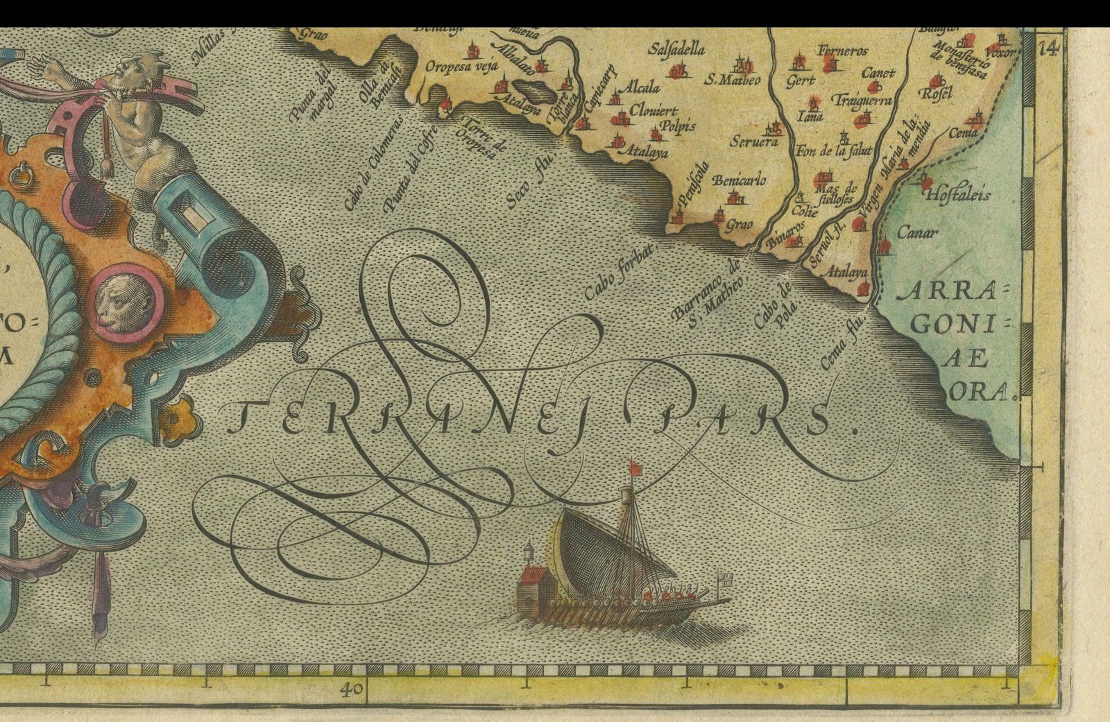 Decorative Original Antique Map Of Valencia In Southern Spain, Circa 1601 photo vinterior