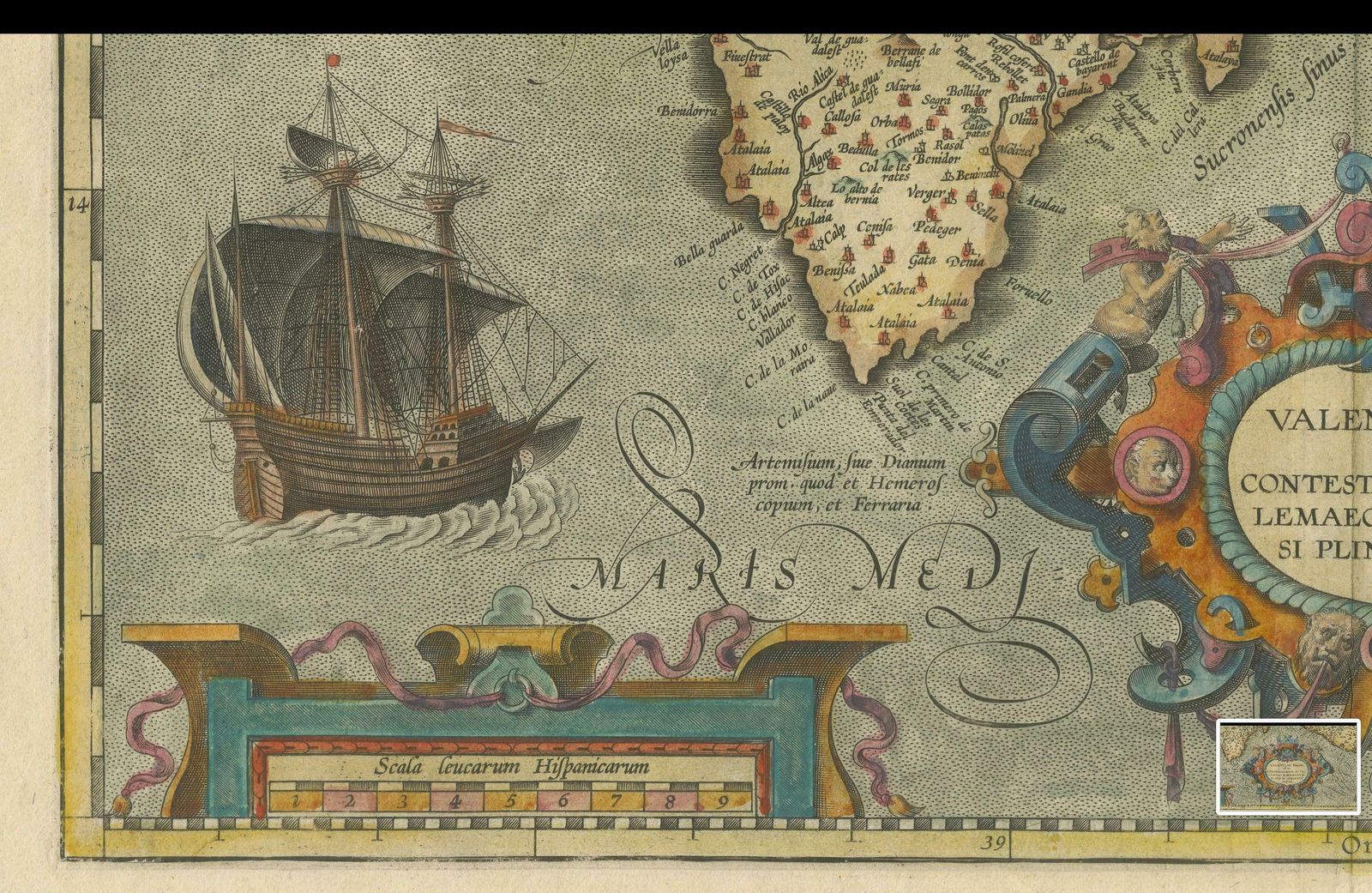 photo furniture Decorative Original Antique Map Of Valencia In Southern Spain, Circa 1601