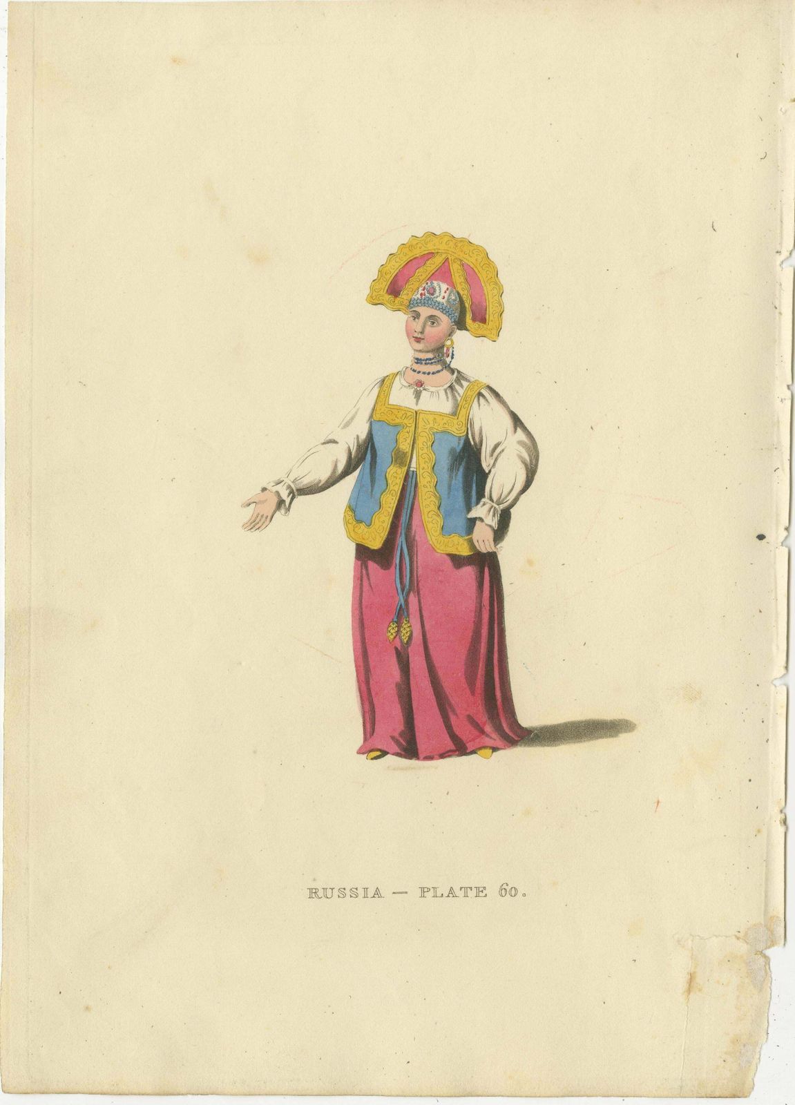 Sartorial Elegance Of Kaluga: A Merchant And A Woman In Traditional Attire, 1814 photo for sale