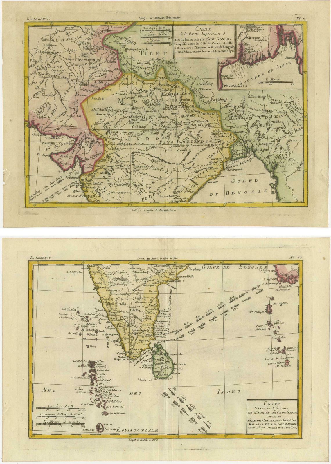 18th Century Cartographic Depiction Of Upper India And Ceylon, 1835 photo for sale