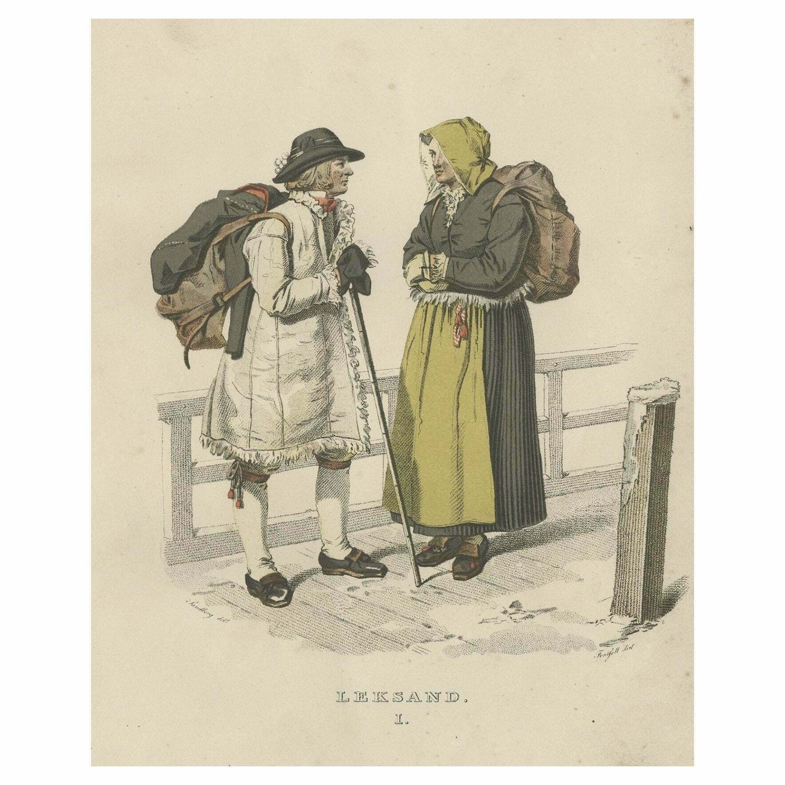 Antique Costume Print Of Leksand In Sweden, C.1864