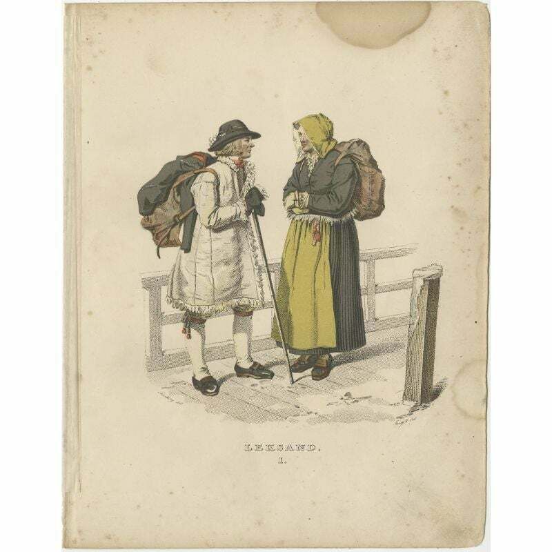 Antique Costume Print Of Leksand In Sweden, C.1864 photo furniture