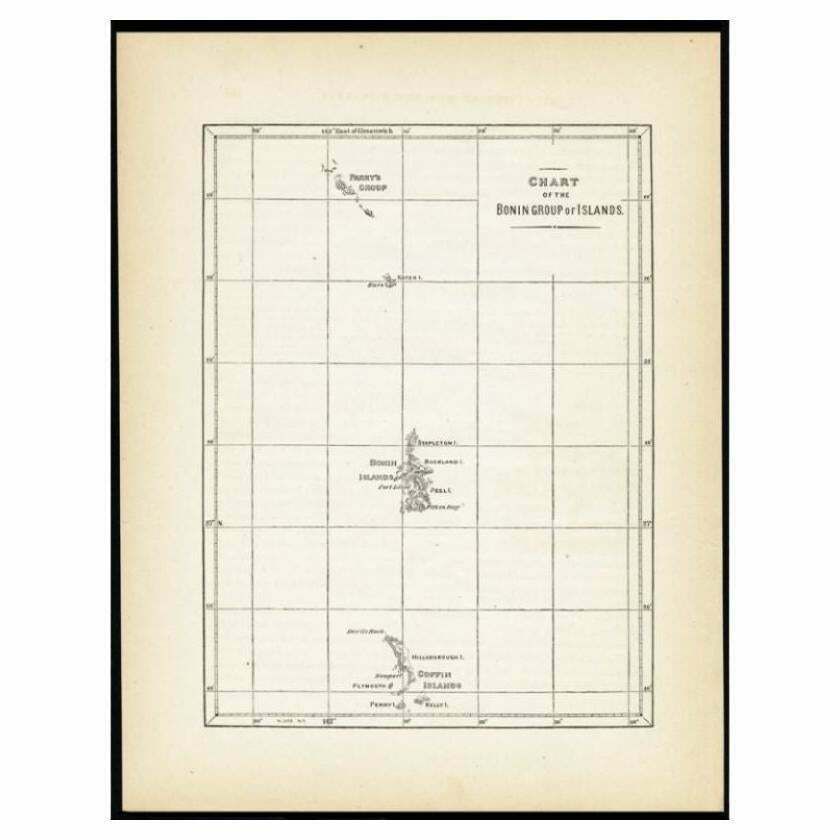 Antique Map Of The Bonin Islands By Hawks, 1856