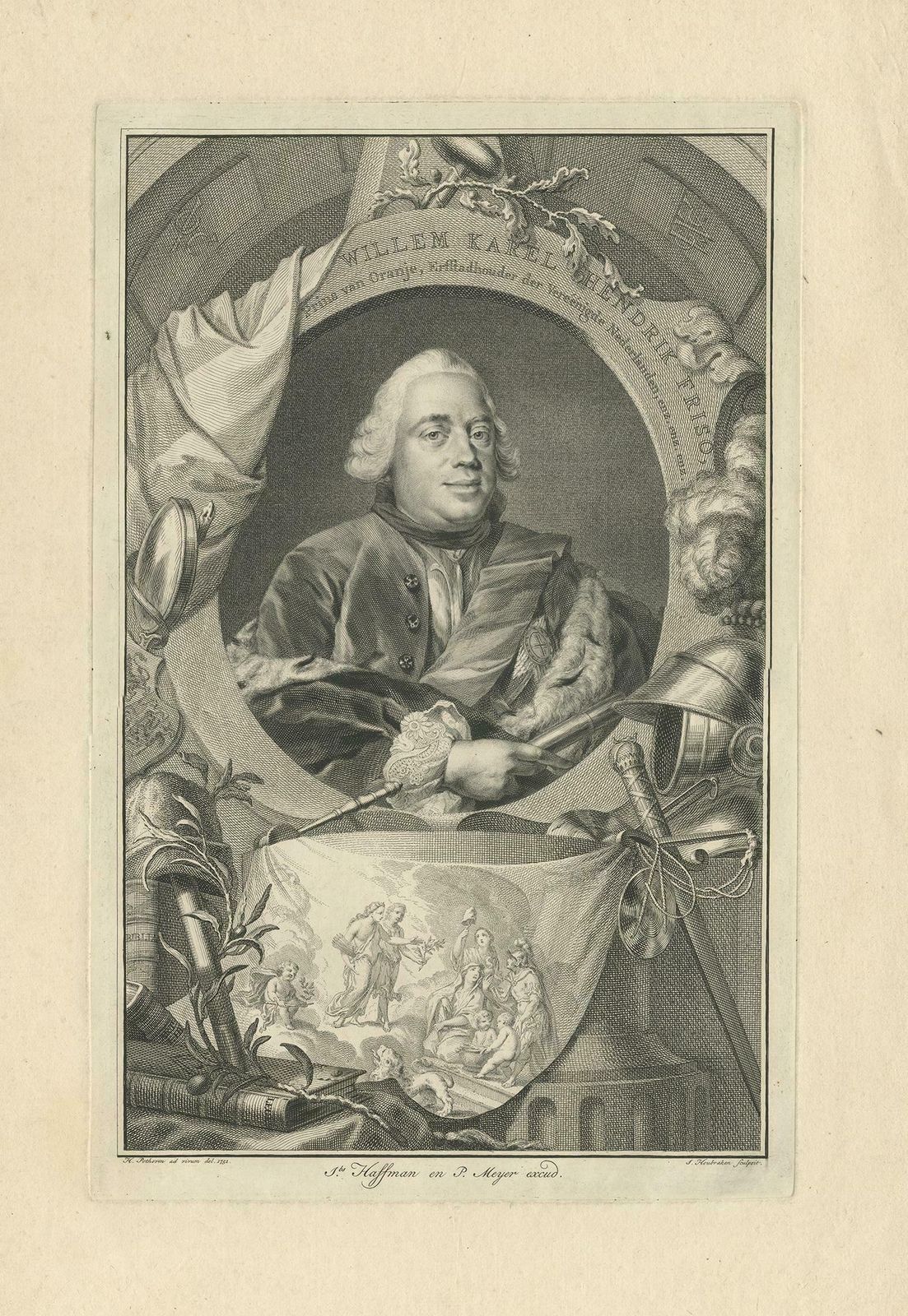Antique Portrait Of William Charles Henry Friso Of Orange By Houbraken '1751' photo furniture