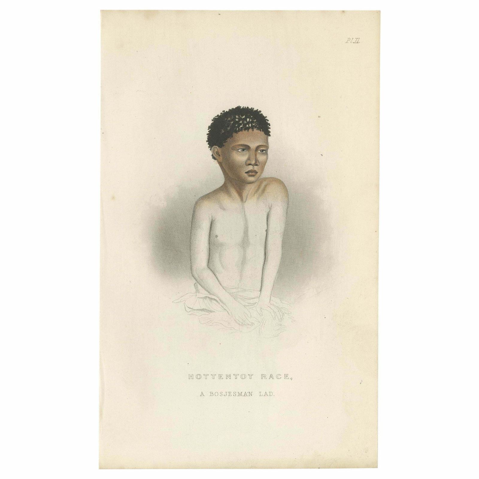 Antique Print Of A Young Boy Of The San People By Pickering, 1850