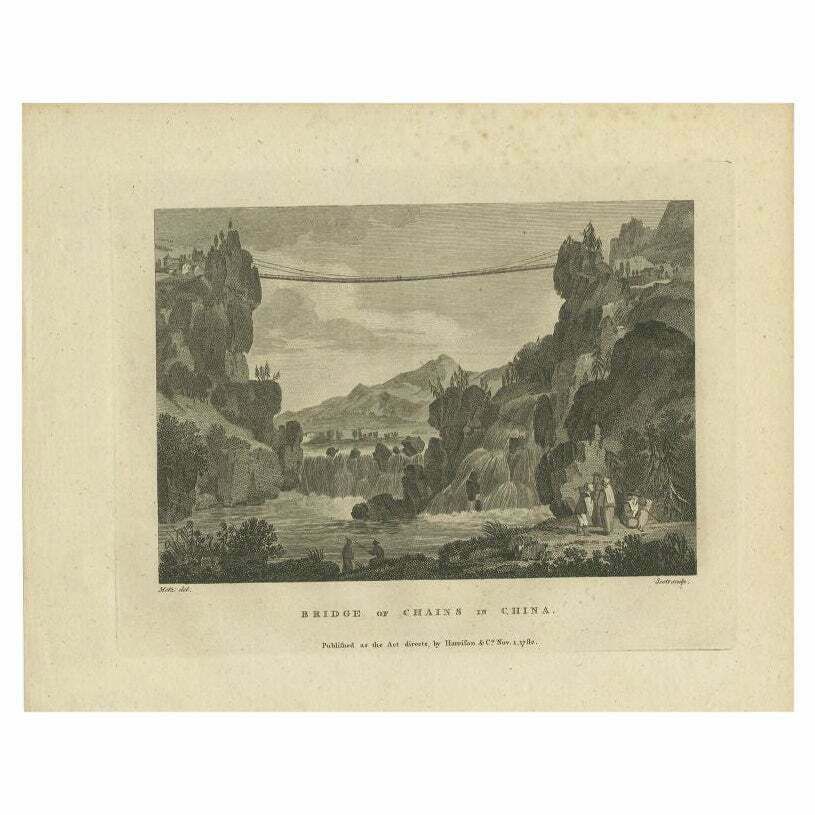 Antique Print Of The Luding Bridge By Martyn, 1782