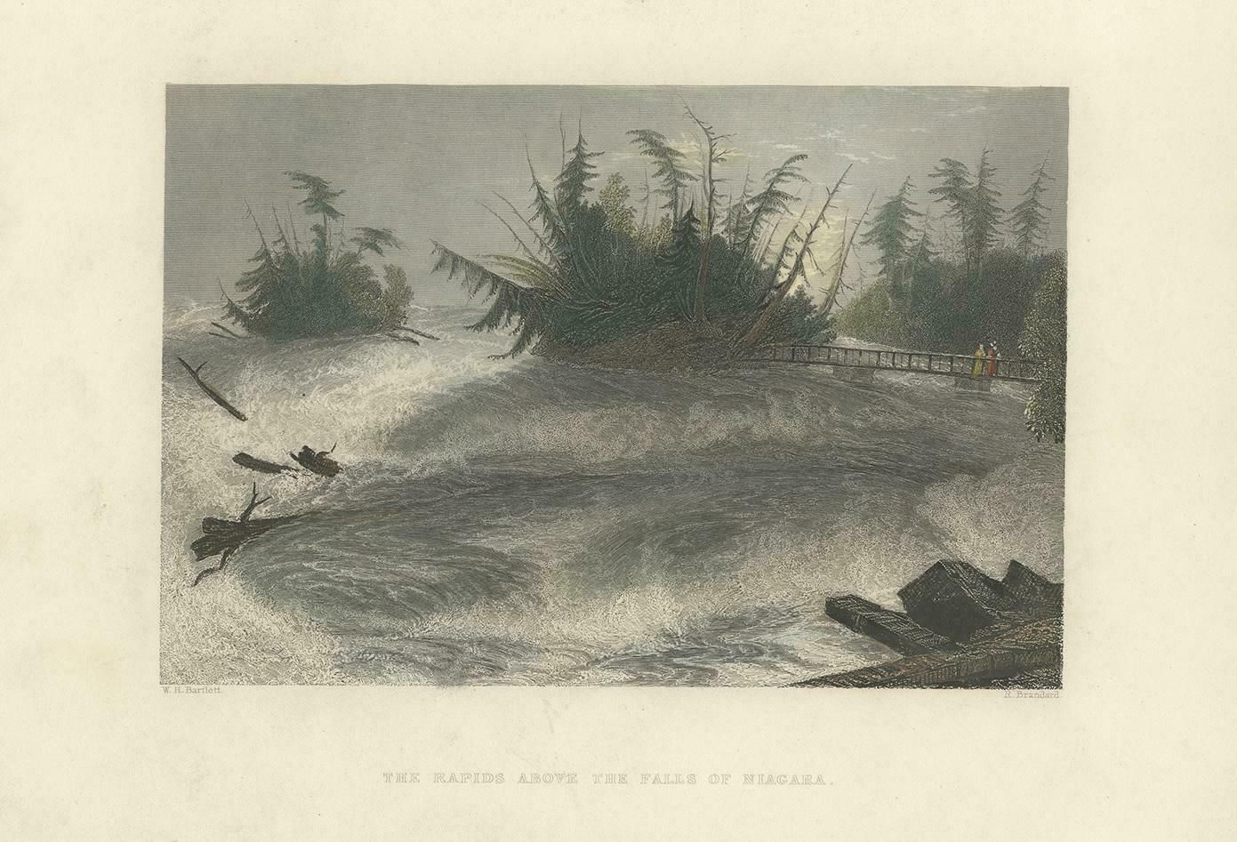 Antique Print Of The Rapids Of The Niagara Falls By Brandard, 1837 photo furniture