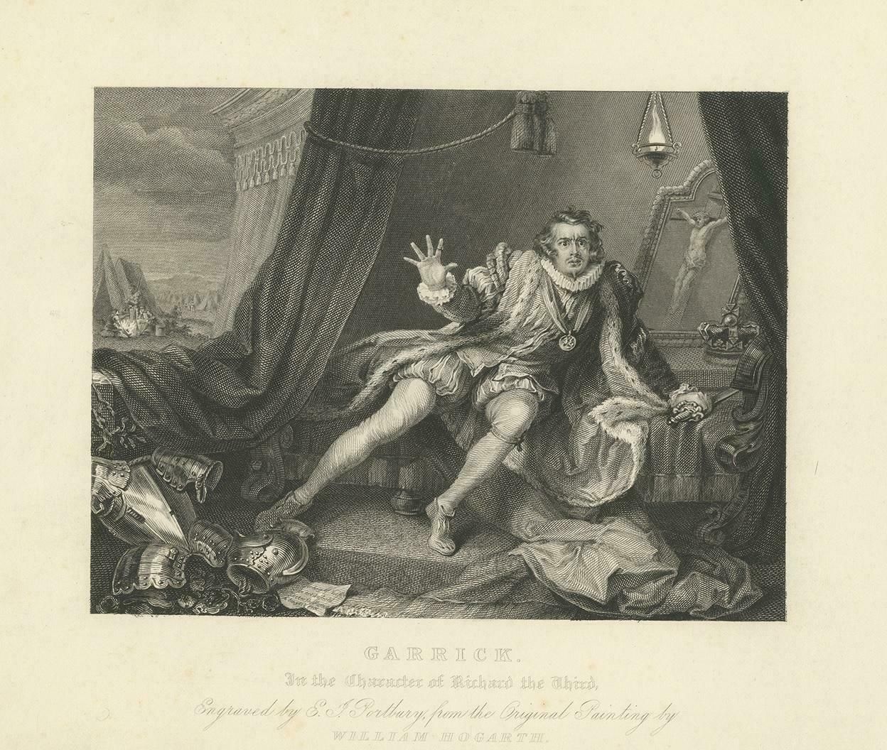 Antique Print Of David Garrick In The Role Of Richard III By Jones & Co, 1833 photo Art