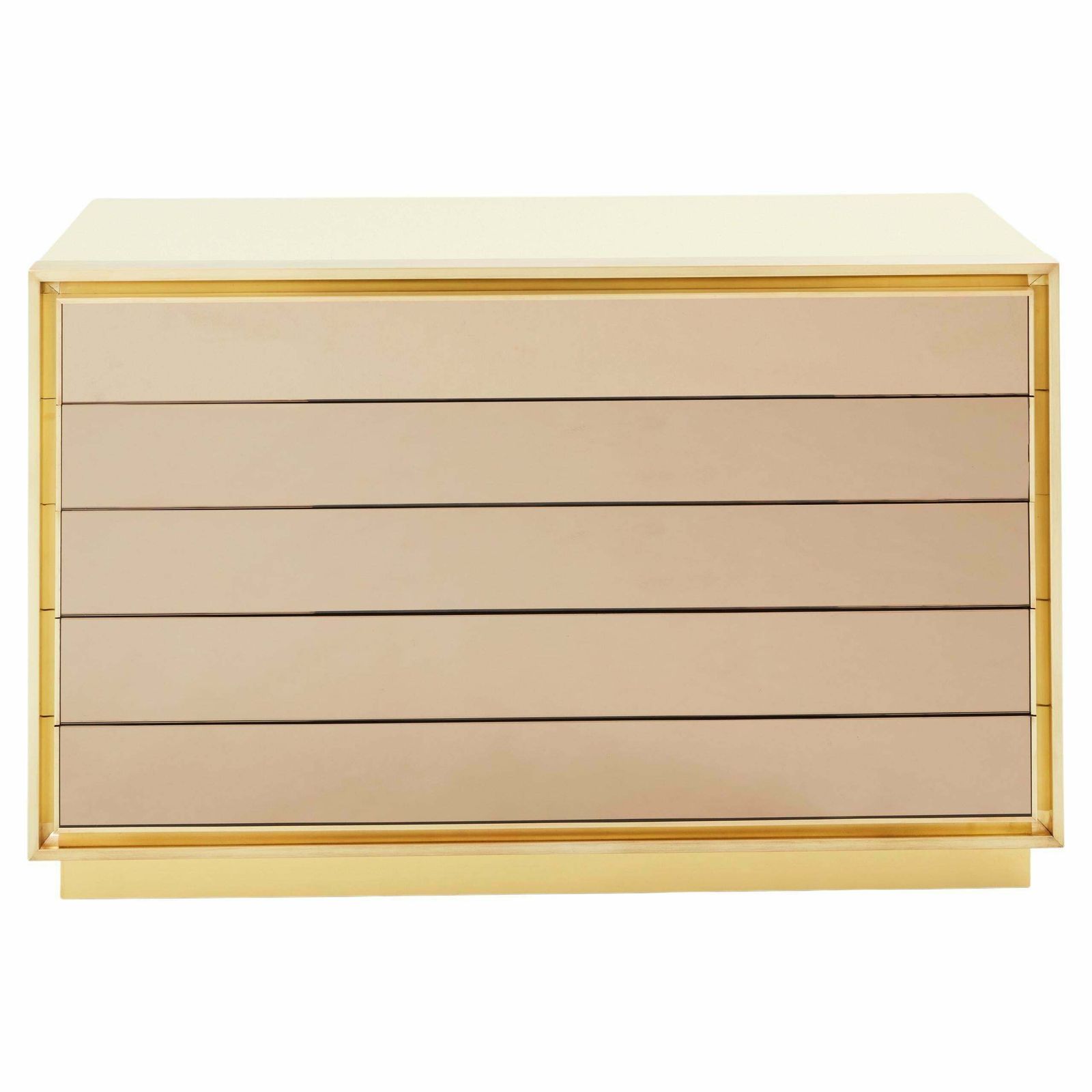 Maison Jansen Cream Lacquer Brass Mirrored Chest Of Drawers 1970s
