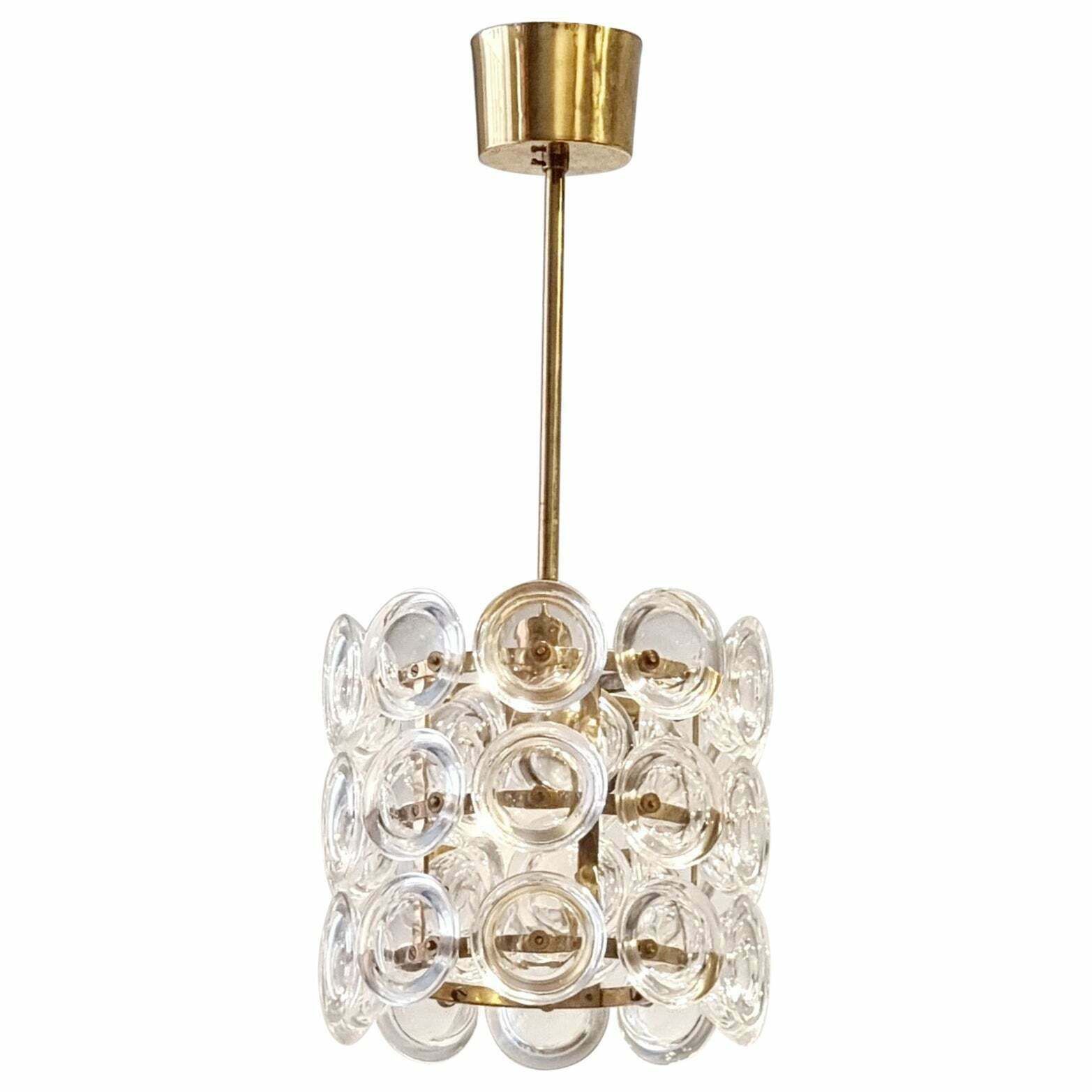 Carl Fagerlund, Glass & Brass Pendant, Fagerhult/Orrefors, Scandinavian Modern