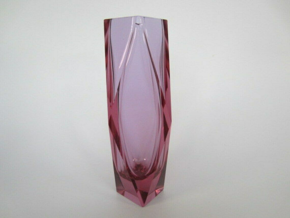 Murano Diamond Facet Pink Alexandrite Vase Mid Century Art Glass photo furniture