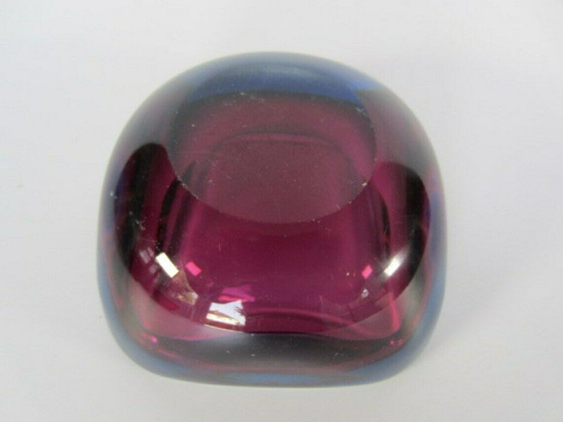 Murano Poli Seguso Era Square Art Glass Geode Bowl Sommerso Purple And Blue photo 132.0