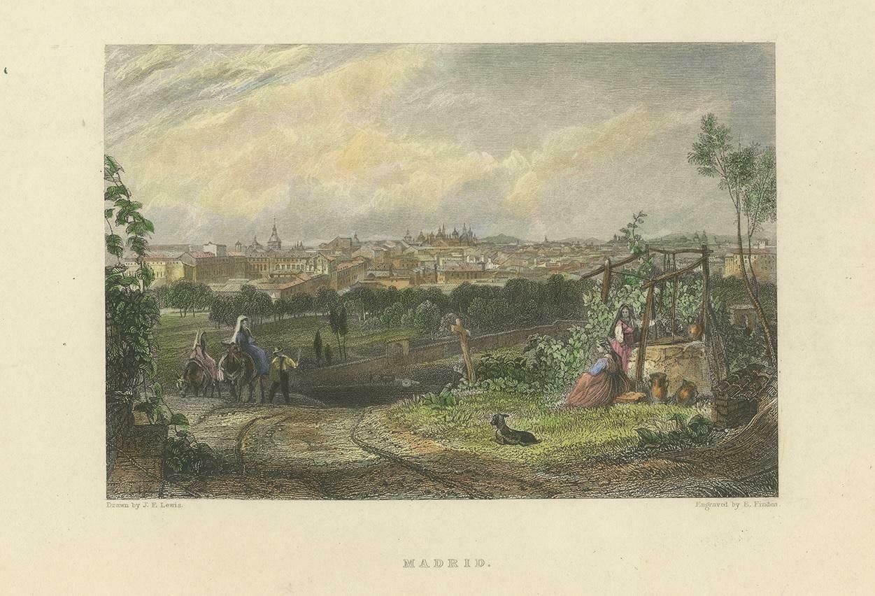 Antique Print Of Madrid By Finden, 1833 photo Art