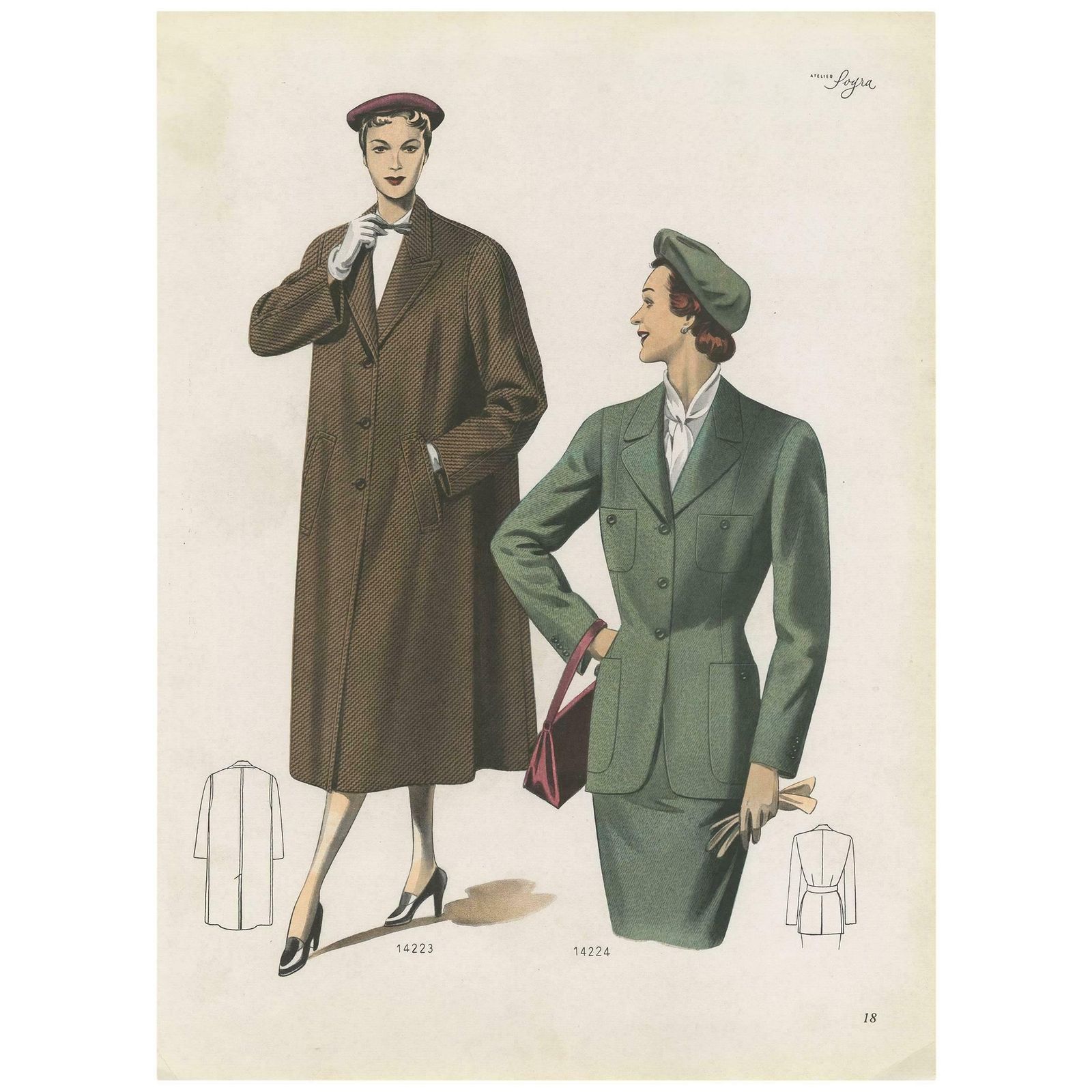 Antique Fashion Print , Published In Ladies Styles, 1951
