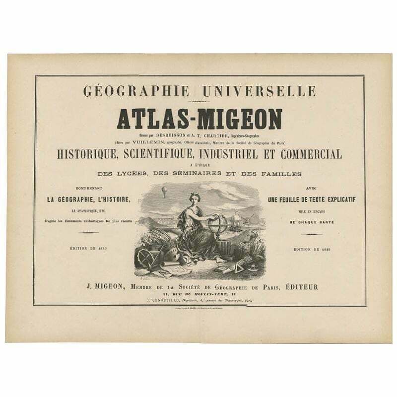 Antique Title Page Of Géographie Universelle Atlas Migeon, 1880