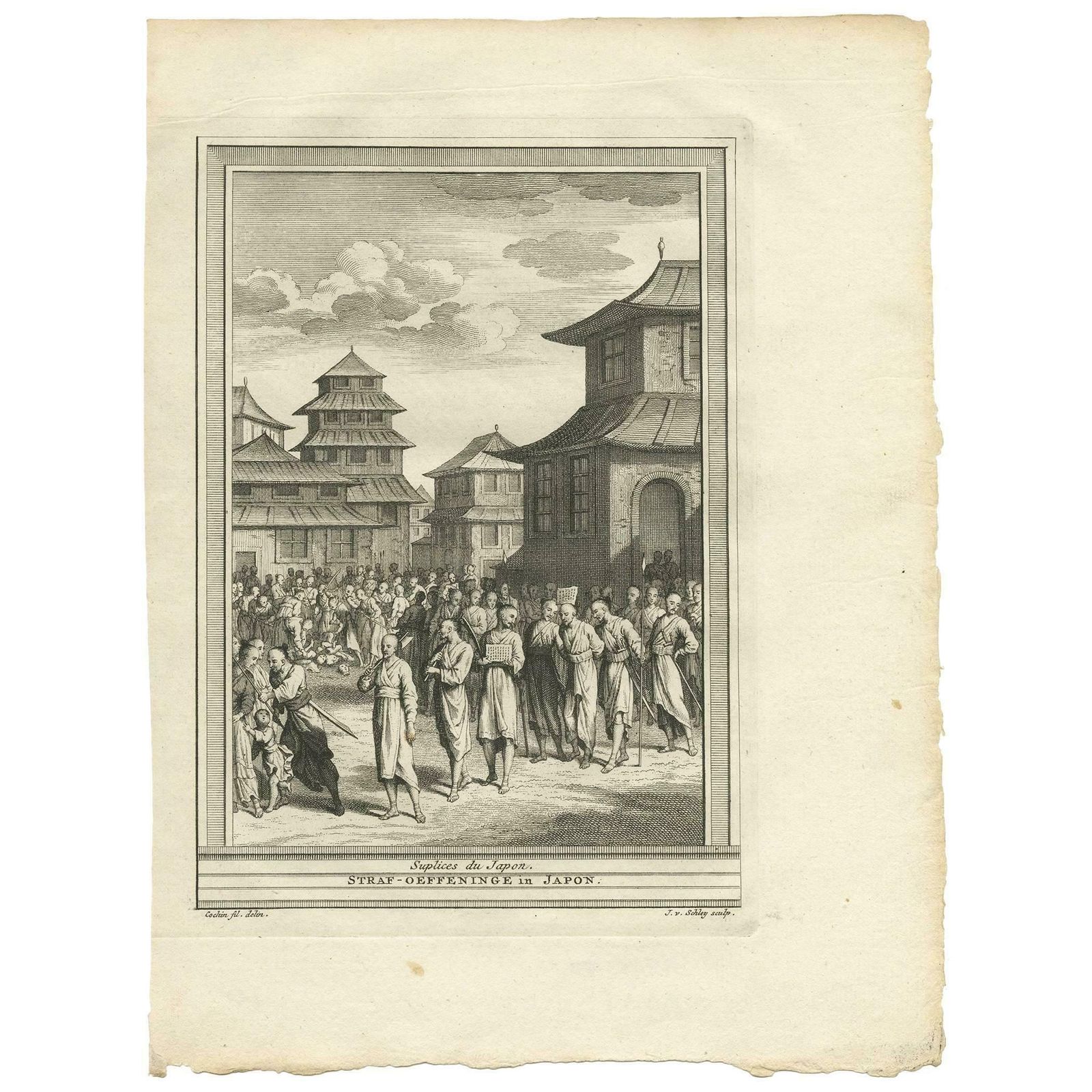 Antique Print Of Punishment In Japan By J. Van Schley, 1750