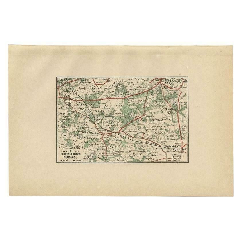 Antique Map Of The Region Of Zutphen By Craandijk, 1884