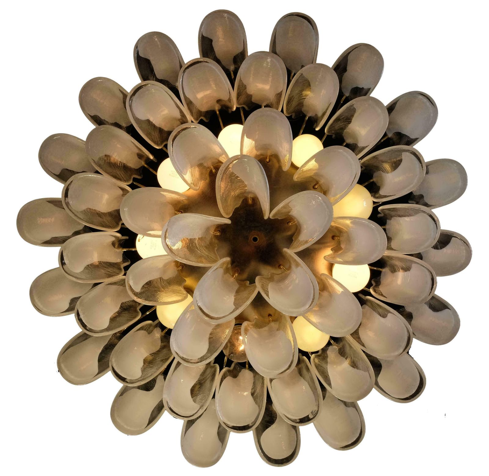 Spectacular Pair Of White Petals Murano Glass Chandeliers photo 3231.0