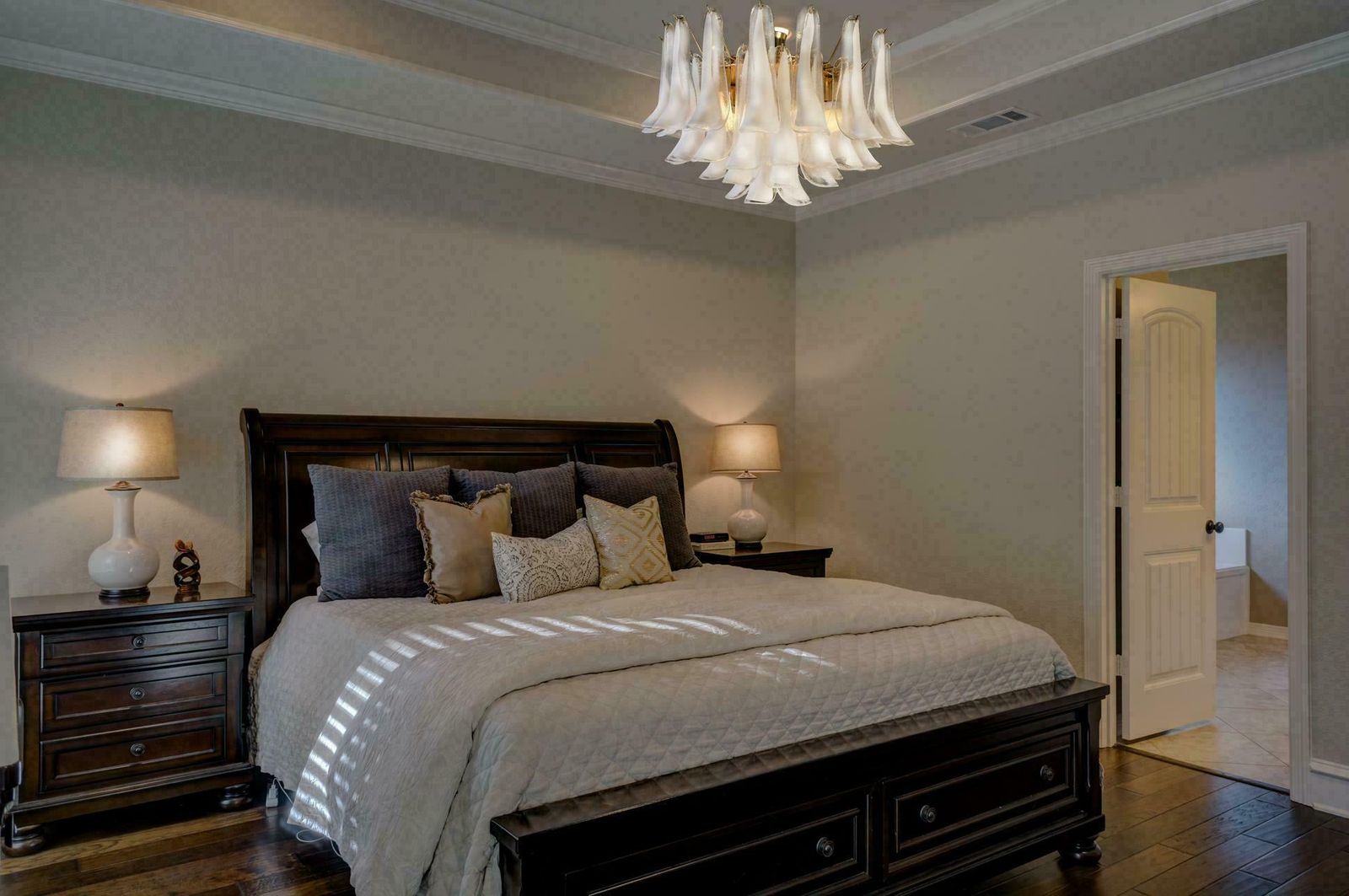 Lighting Spectacular Pair Of White Petals Murano Glass Chandeliers photo