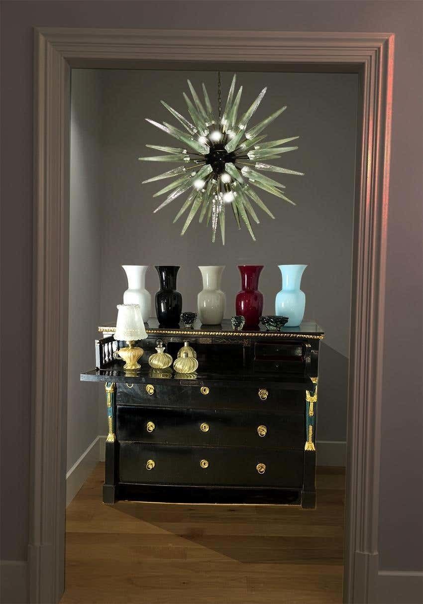 Exceptional Pair Of Glass Sputnik Chandeliers, Murano photo 2181.0