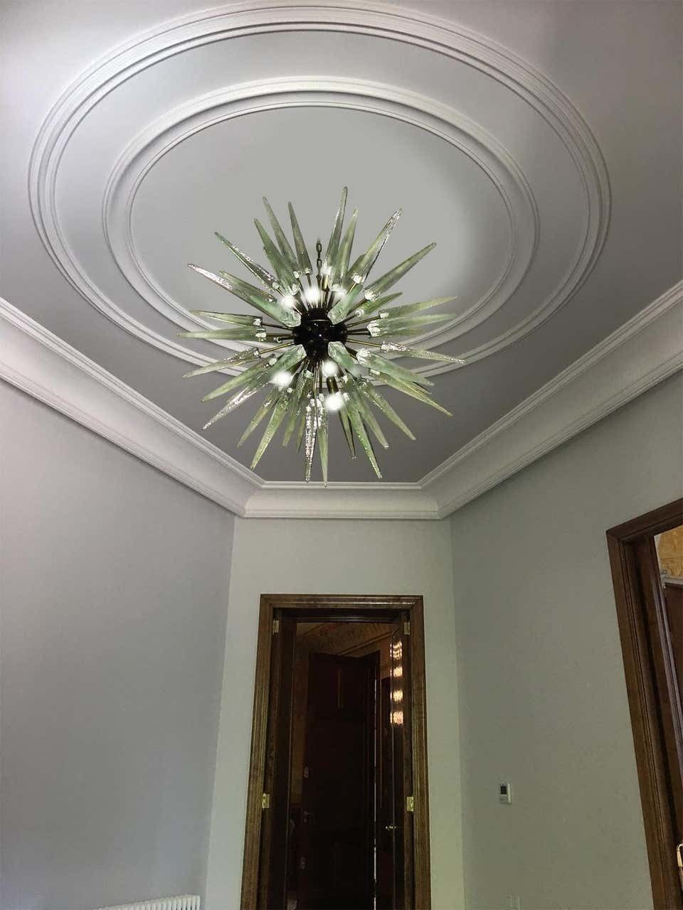 Exceptional Pair Of Glass Sputnik Chandeliers, Murano photo buy