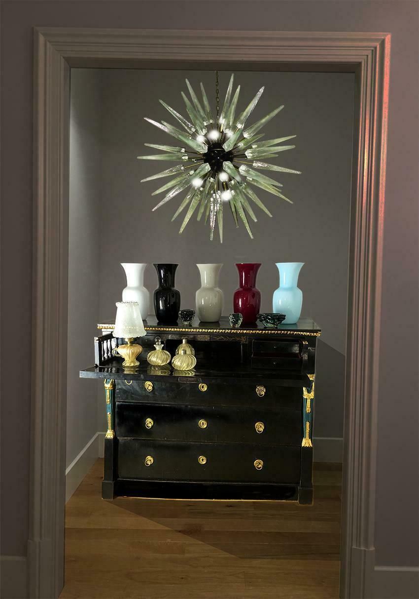 Exceptional Pair Of Glass Sputnik Chandeliers, Murano photo 2181.0