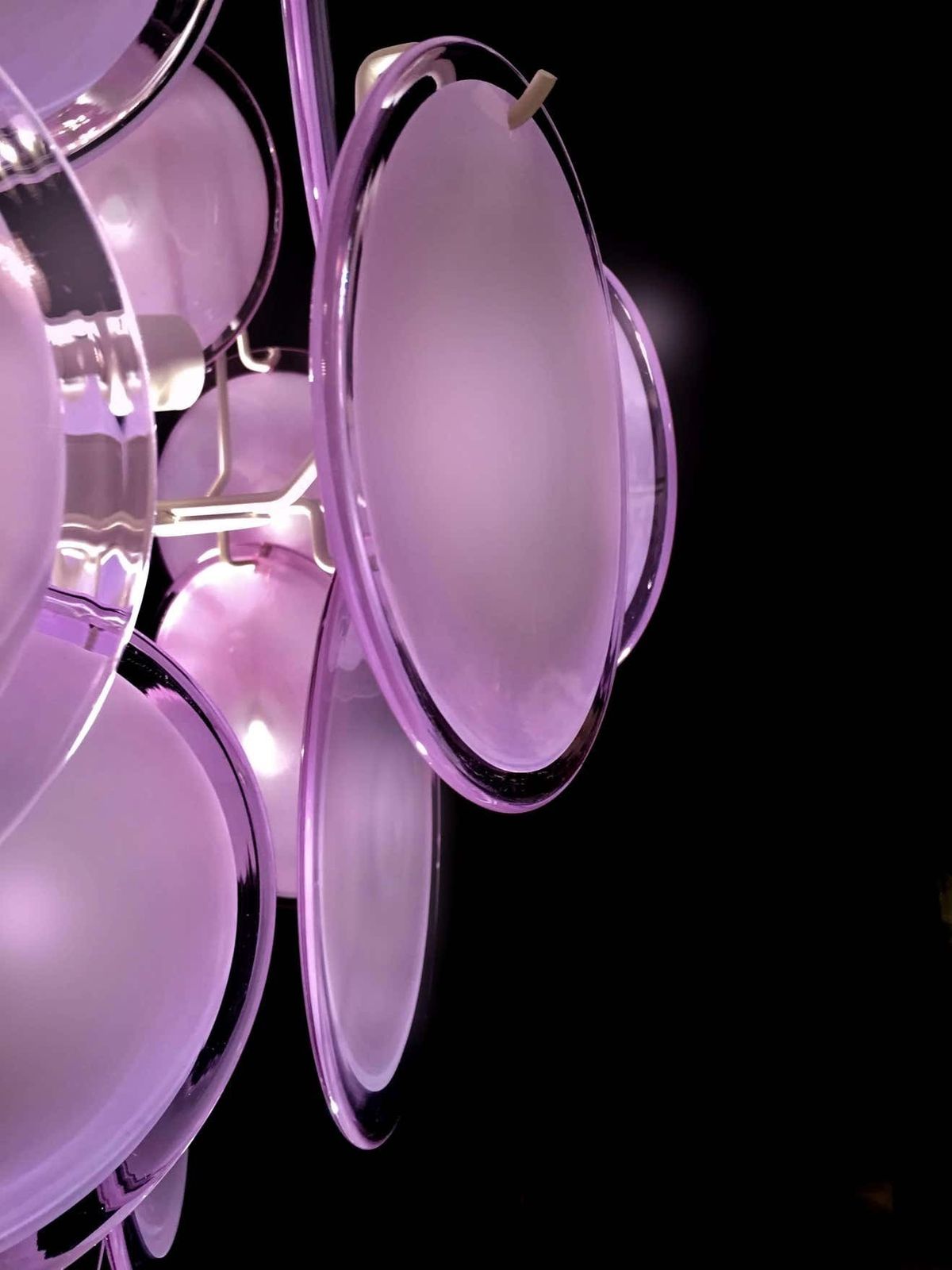 Pair Of Italian Disc Chandeliers By Vistosi, Murano, 1970s photo furniture
